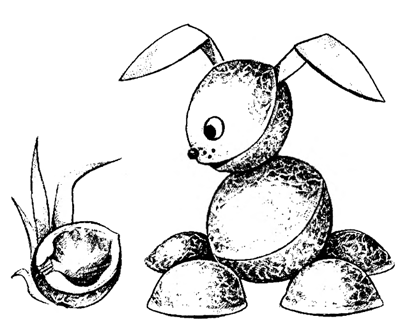 Кролик из ореховых скорлупок