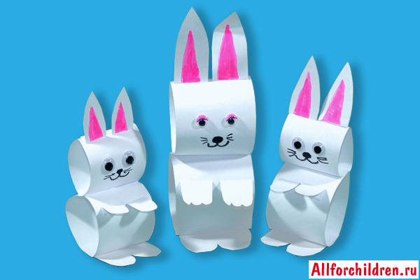 Надувной кролик оригами из бумаги