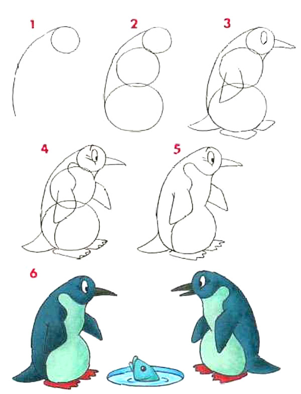 Пингвин рисунок легкий карандашом - 65 фото