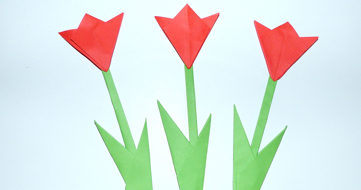 Бумажные тюльпаны в технике оригами