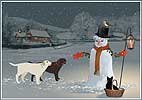 Интерактивная флеш-открытка - Снеговик