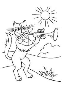 Раскраска Кот с трубой