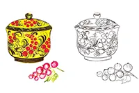 Раскраска Хохлома. Крынка «Смородинка»