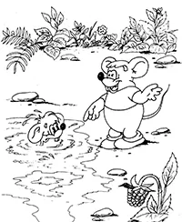 Раскраска Мышата у воды