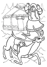 Раскраска Лапландка увидела окоченевшую Герду на спине оленя