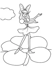 Раскраска Дюймовочка на цветке