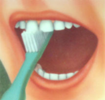 Чистка 
передних зубов