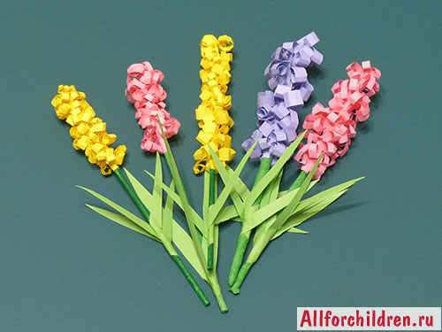 Цветы гиацинты из цветной бумаги