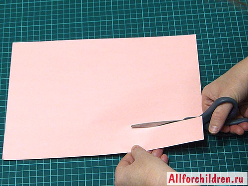 Вырезаем полосу из листа цветной бумаги