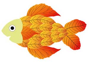 Модульная аппликация из осенних листьев - рыбка