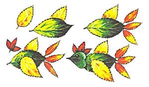Птичка из осенних листьев