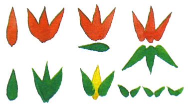Элементы росписи пасхальных яиц - листочки и цветочки