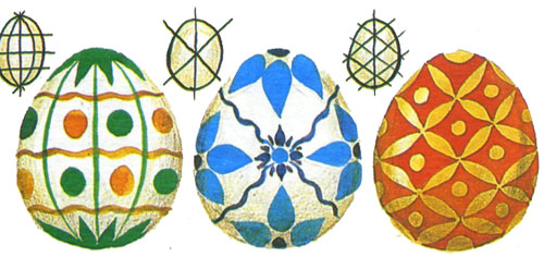Роспись пасхальных яиц по диагонали