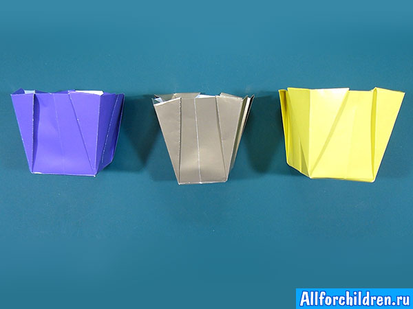 Оригами вазы-ведерки
