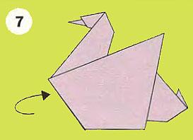 Оригами утка-мандаринка. Делаем шею и клюв