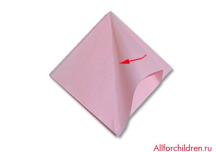 Изготовление оригами Цветок. Сгиб