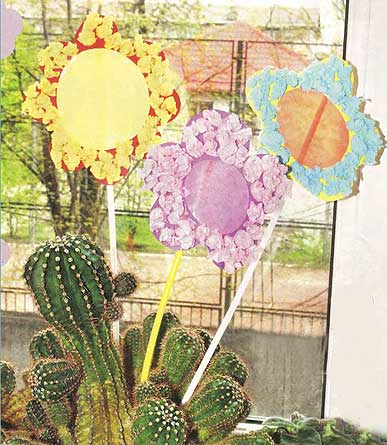 Бумажные цветы для кактуса