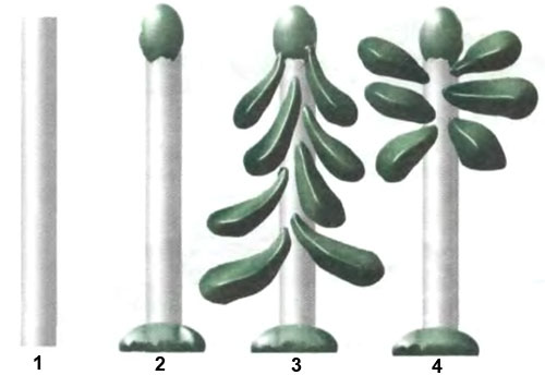 Пластилиновые деревья со стволами из карандаша