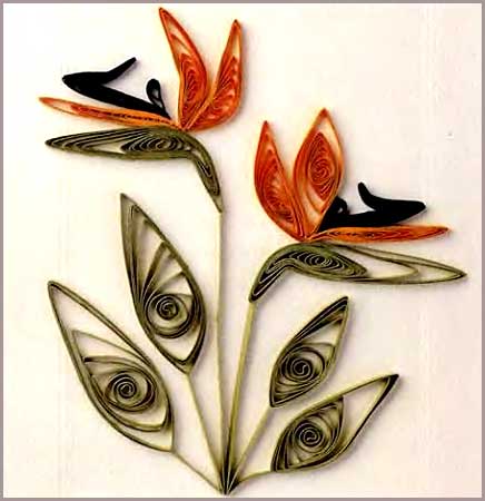 Цветок Райские птицы, выполненный при помощи техники квиллинга