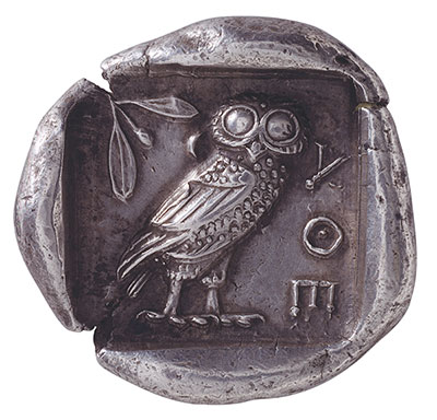 Афинская серебряная монета в 4 драхмы