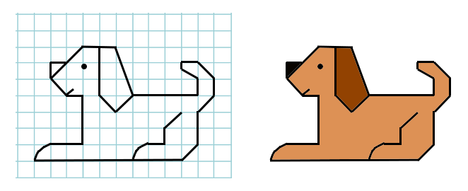 Как нарисовать присевшую собачку по клеткам