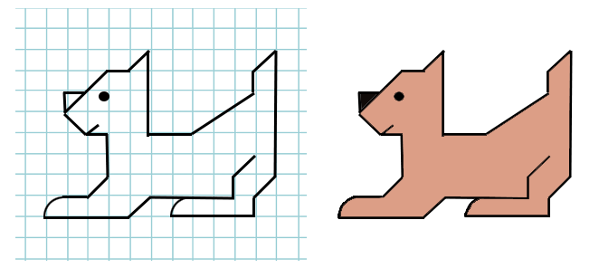 Как нарисовать собаку перед прыжком по клеткам
