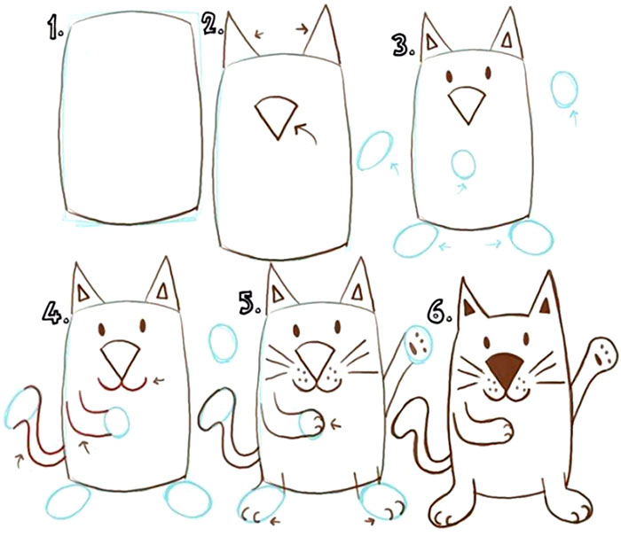 Как нарисовать котика из прямоугольника