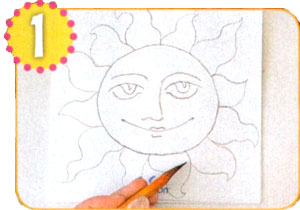 Рисуем солнышко карандашом