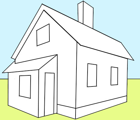 Рисуем дом в двухточечной перспективе