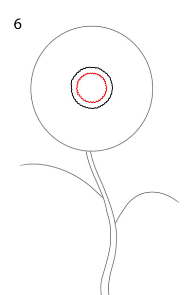 Рисуем ромашку. Шаг 6 - дублируем круг с волнитсыми краями