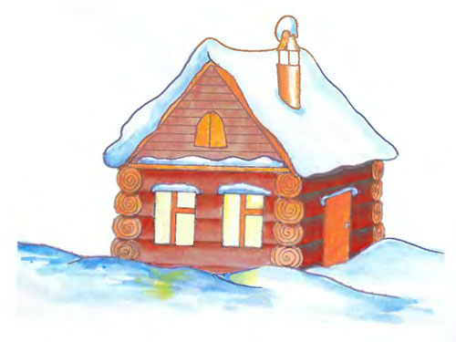 Рисуем заснеженнный домик