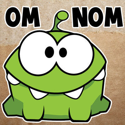 Зеленая зверюшка Om Nom (Ам-Ням)