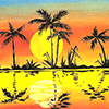 Как нарисовать закат на тропическом острове