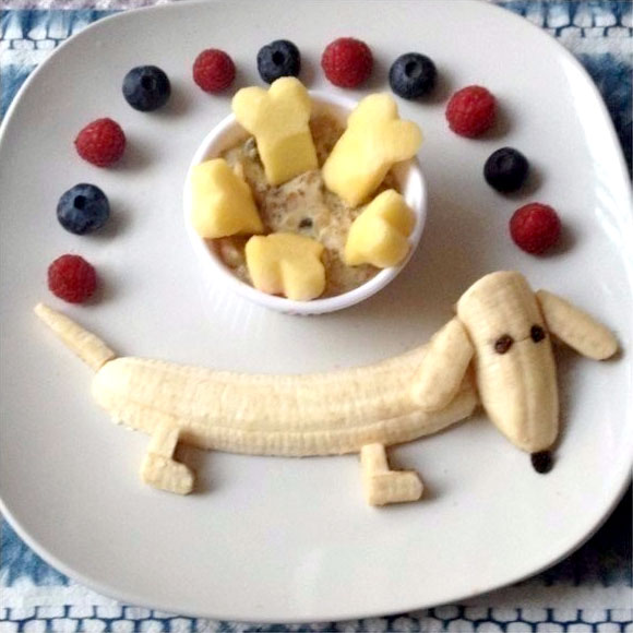 Фруктовый завтрак: такса из бананов