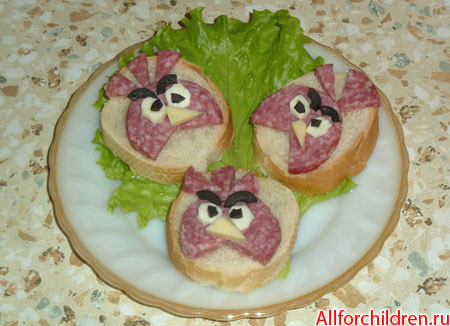 Бутерброды Сердитые птички - Angry Birds