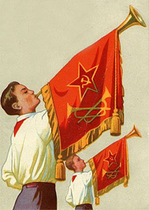 Советская открытка с горнистами