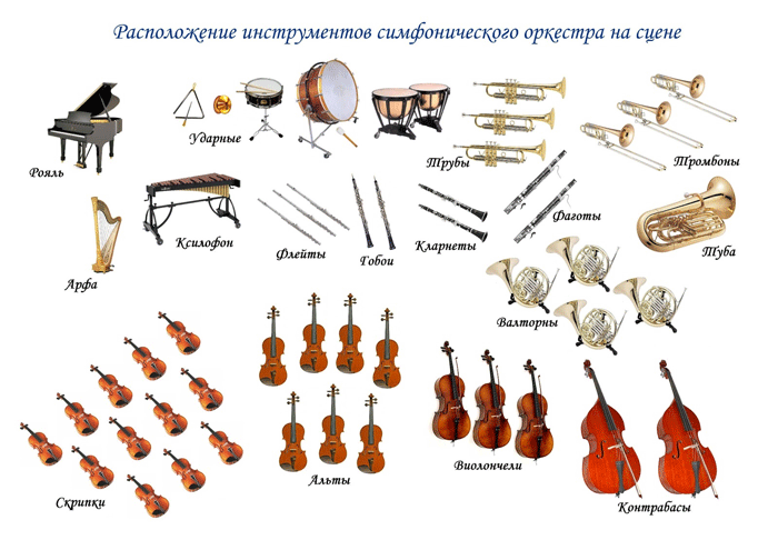 Расположение инструментов симфоничесского оркестра