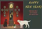 Новогодняя флеш-открытка - Часы и собака