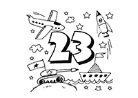 Раскраска Праздничная открытка на 23 февраля