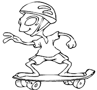 Марсианин-скейтбордист