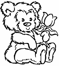 Мохнатый медвежонок с тюльпаном