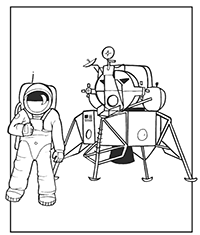Космонавт рядом с исследовательской станцией