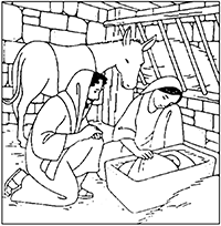 Иисус и его родители в хлеву