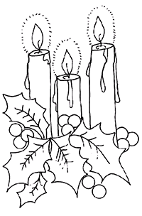 Три свечи с листьями и ягодами остролиста