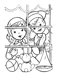 Мальчик и девочка заглядывают в окно