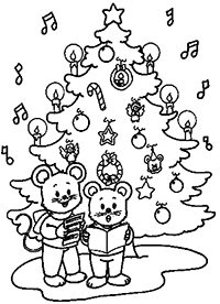 Мышки поют рождественские песни у ёлки