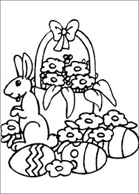 Пасхальные яйца и кролик в весенних цветах
