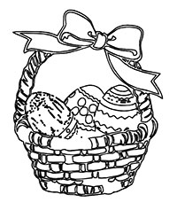 Плетеная корзинка с пасхальными яйцами