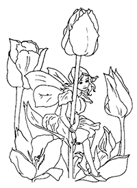 Девочка-эльф на листе тюльпана