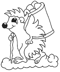 Ёжик с кузовком за спиной и палкой